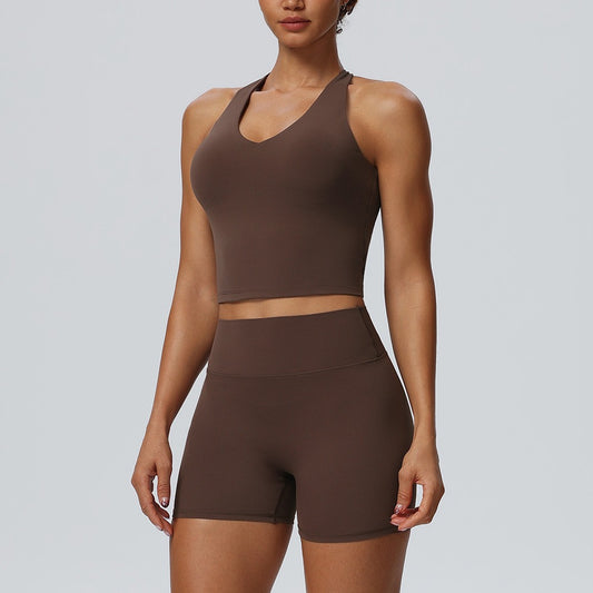 brown workout set women