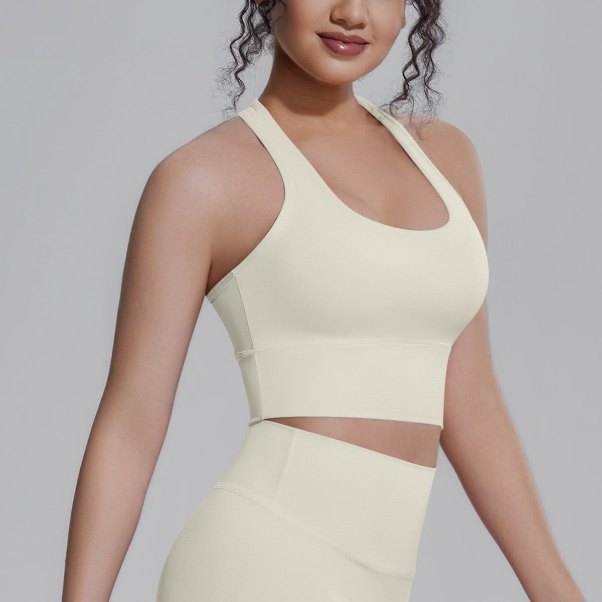 white ivory yoga crop top women