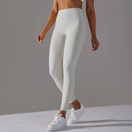 High Waist Ankle Length Yoga Leggings - White