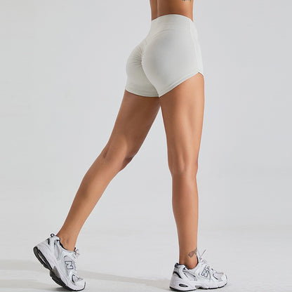 white scrunch bum booty shorts 