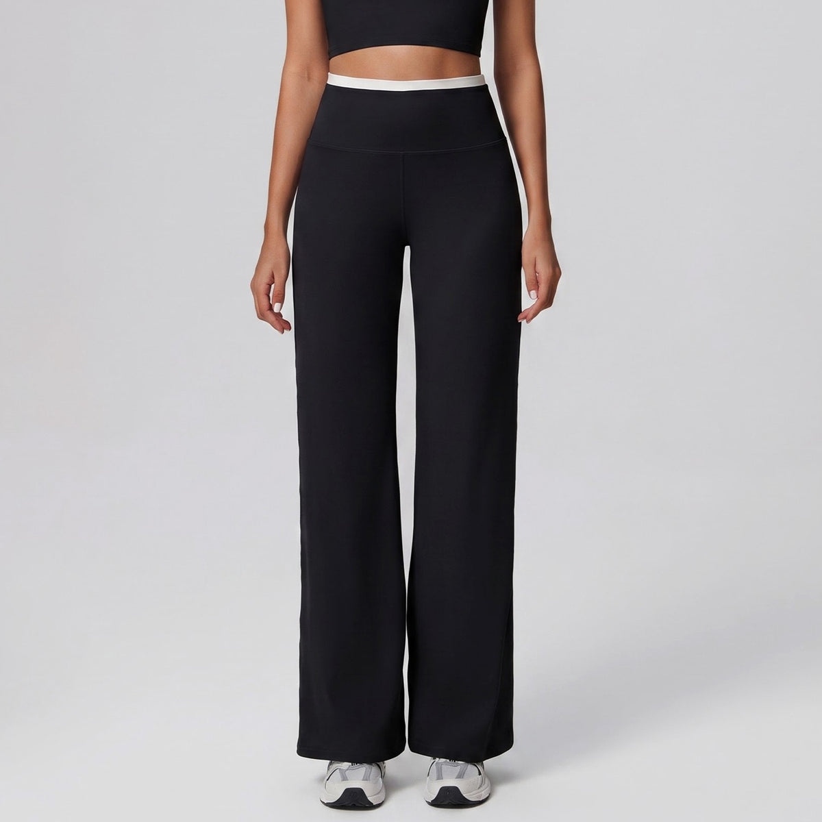black wide-leg trousers