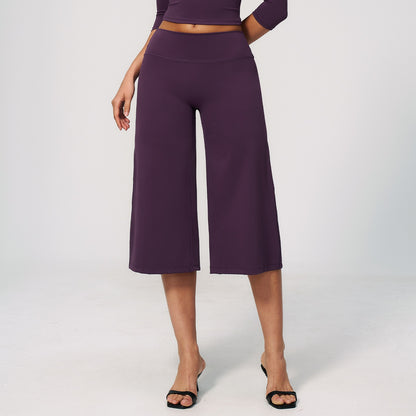 purple wide leg cropped yoga pants