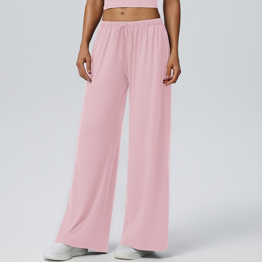 pink wide leg flowy pants