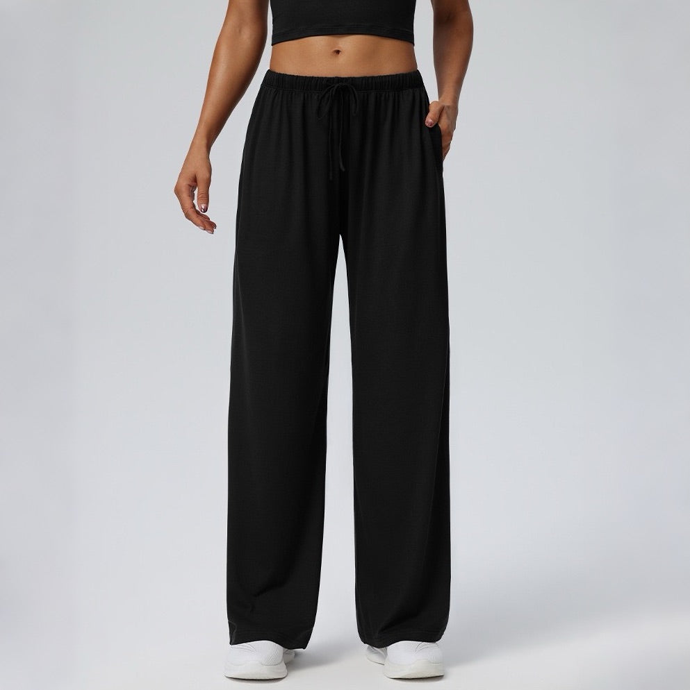 black wide leg flowy pants women