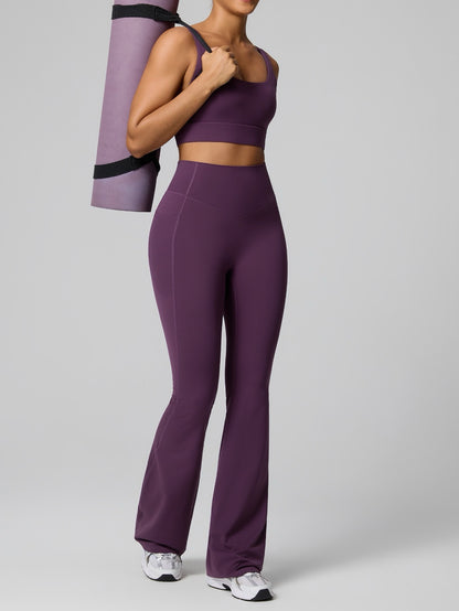 purple wide leg yoga leggings