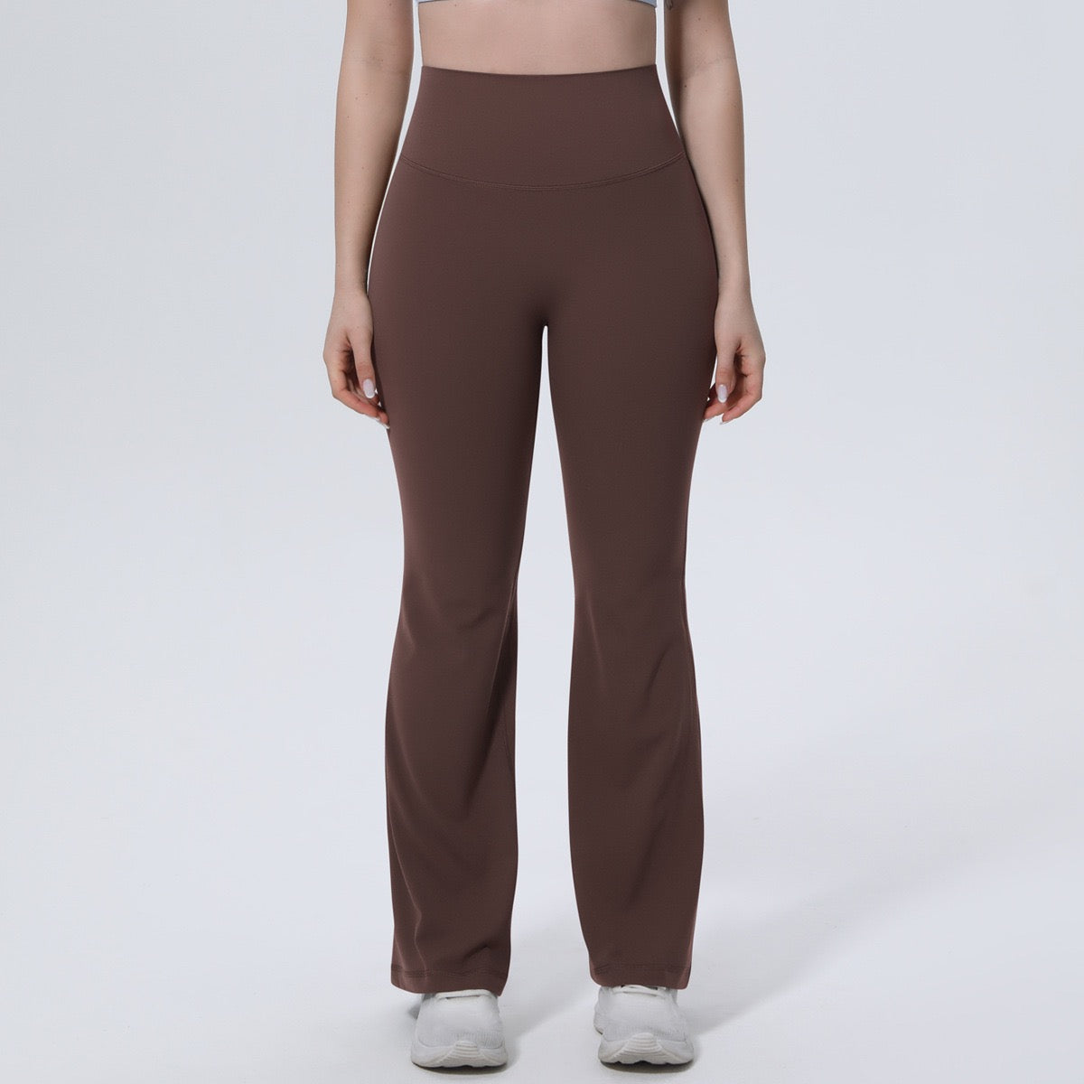 tummy control flare leggings brown