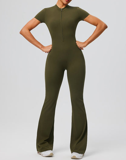 women flared athletic jumpsuit