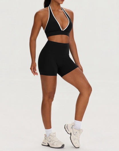 womens biker shorts set black