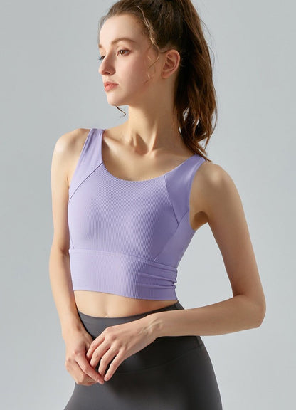 Seamless Ribbed Crop Tank Top - Purple