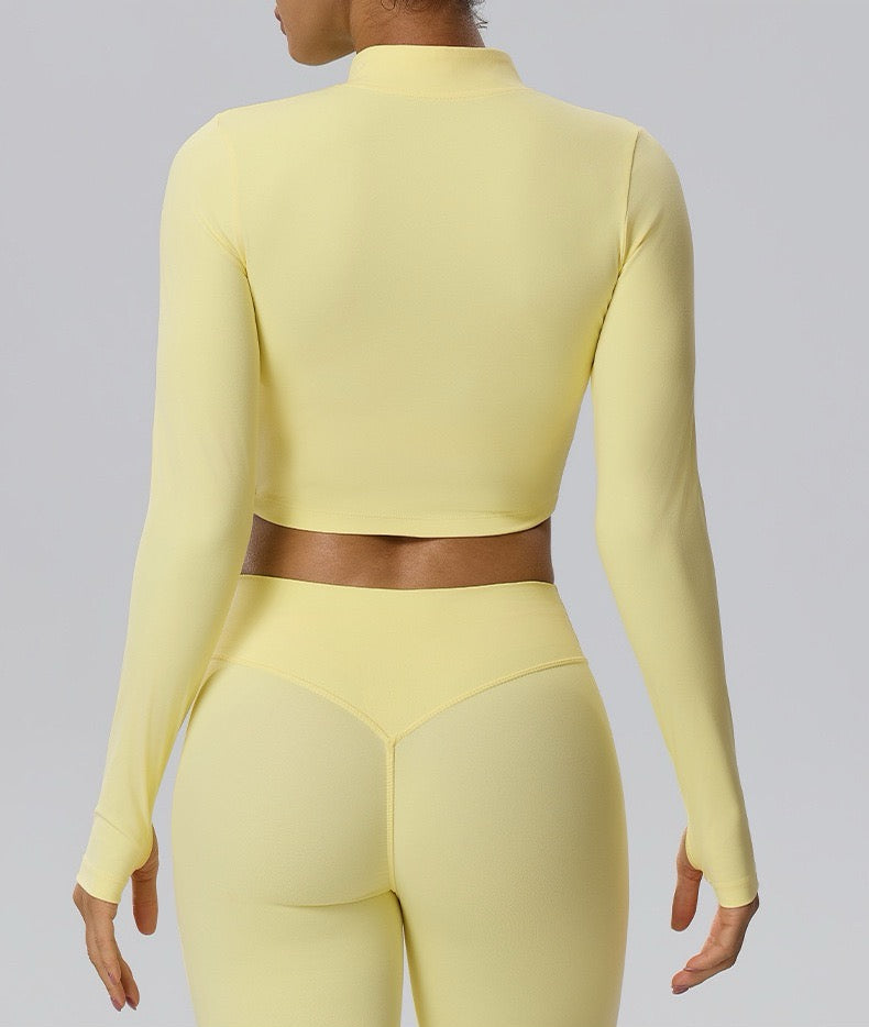 women's yellow cropped jacket for yoga and Pilates