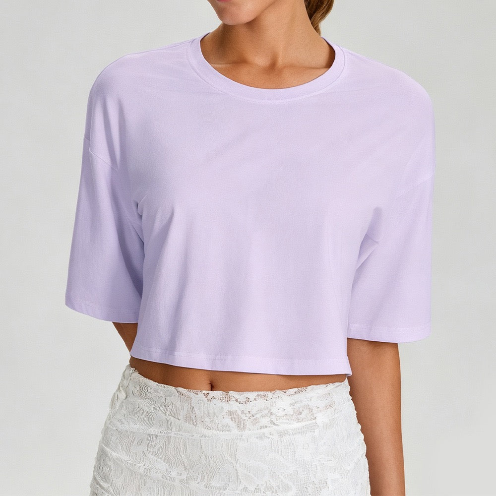 women's cropped workout t shirt
