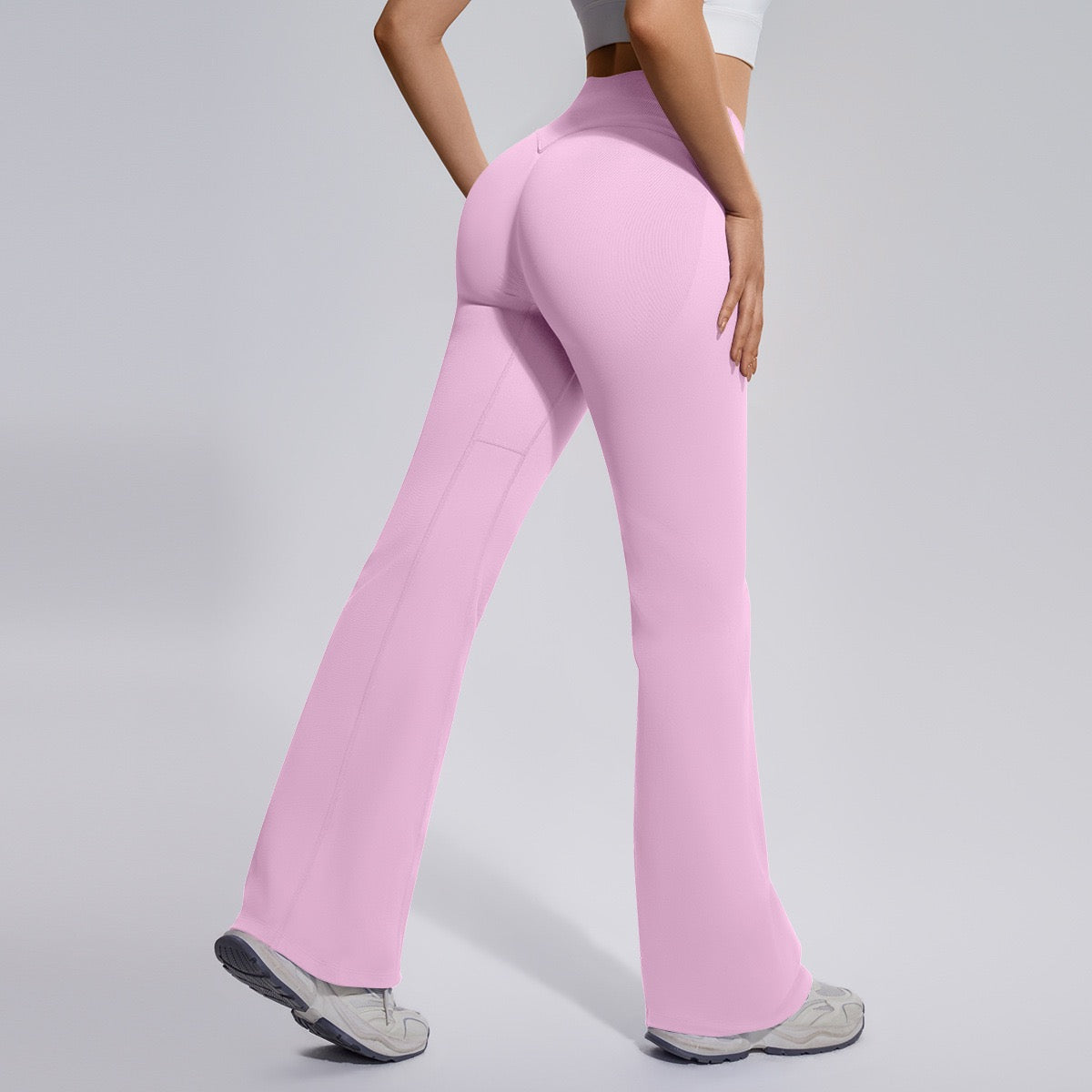 women's flare workout pants pink