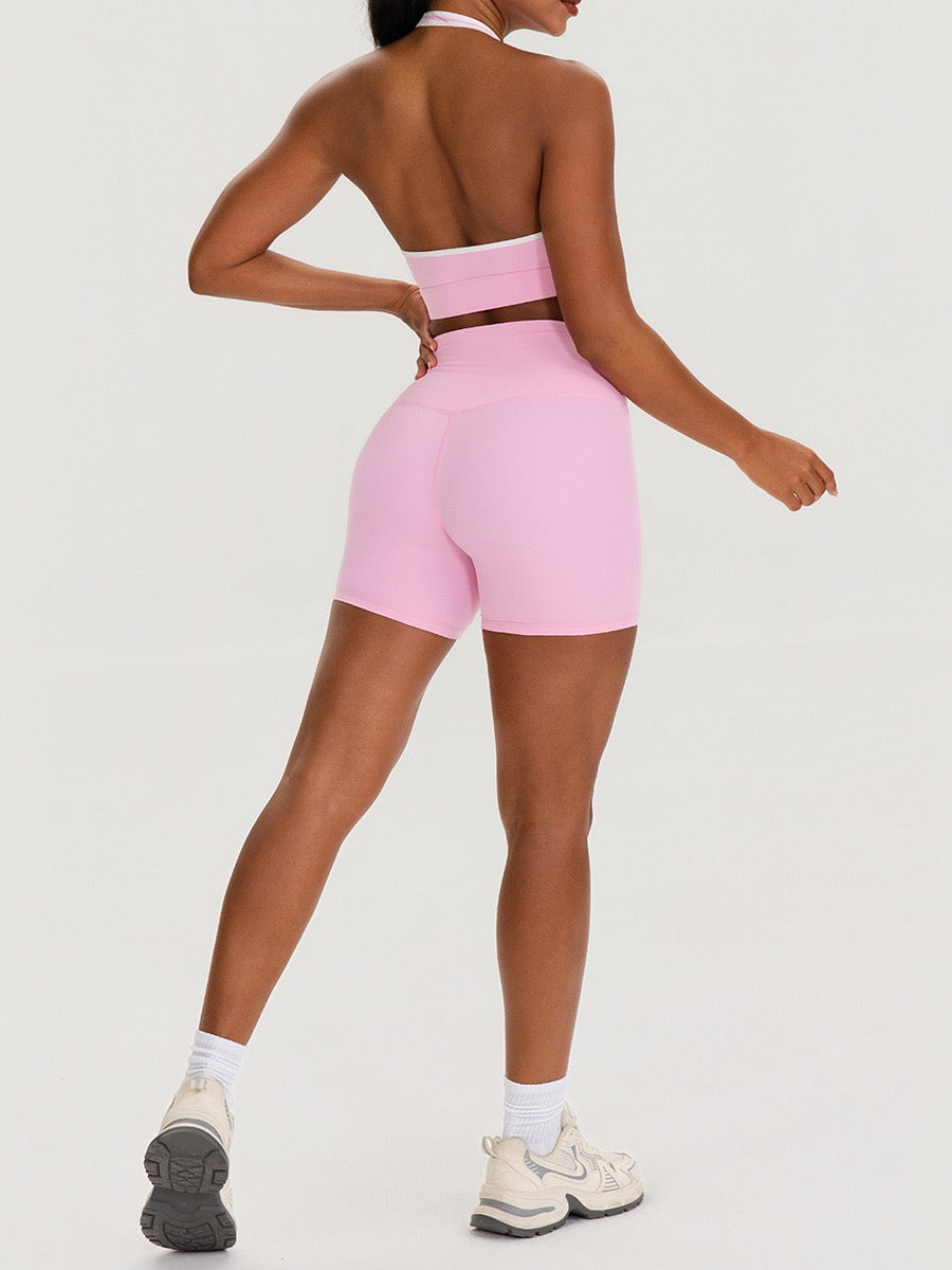 womens gym fashion set pink