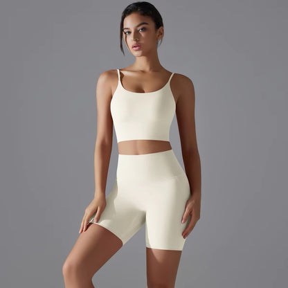 Seamless Crop Top & Biker Shorts Set - Ivory