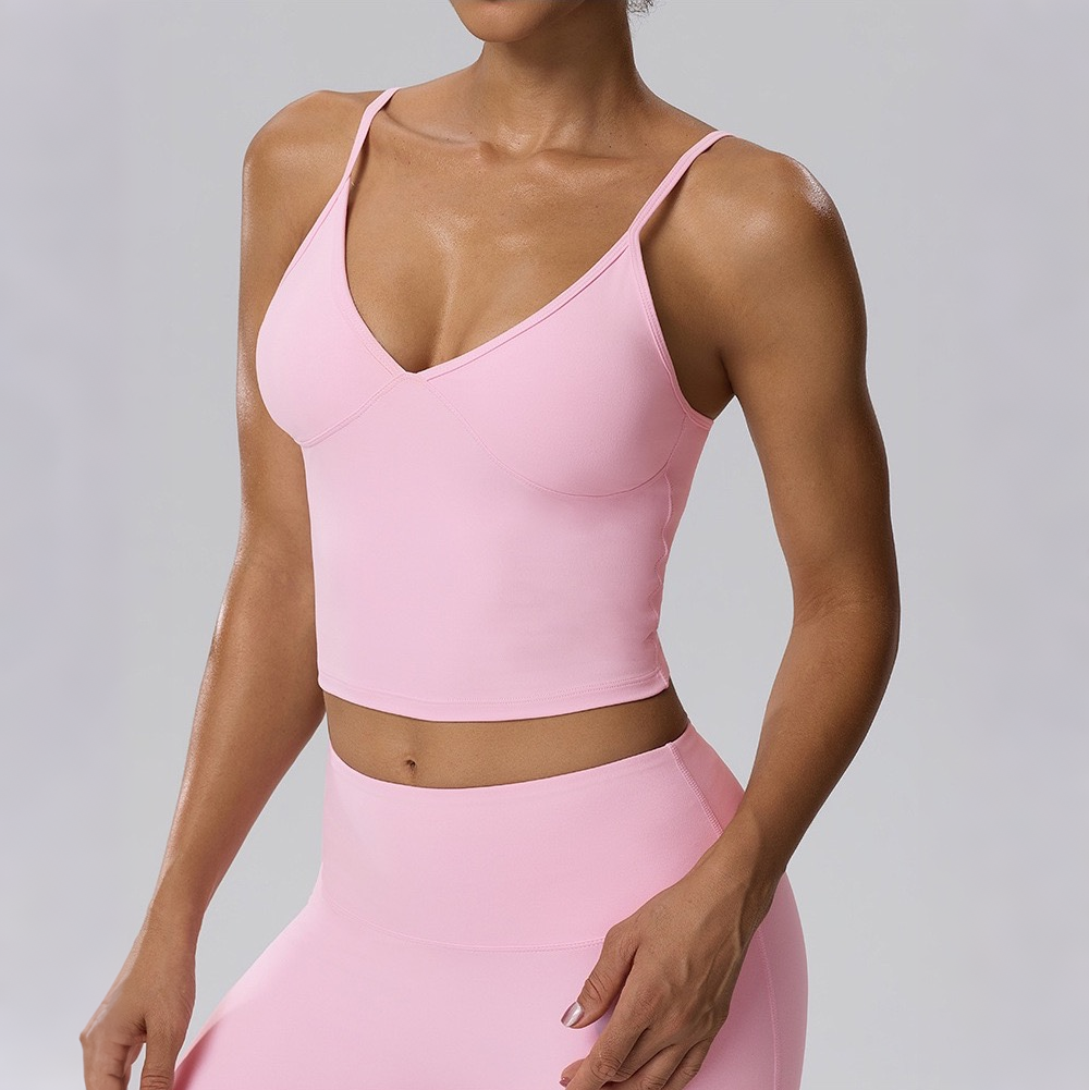 women's longline sports bra pink