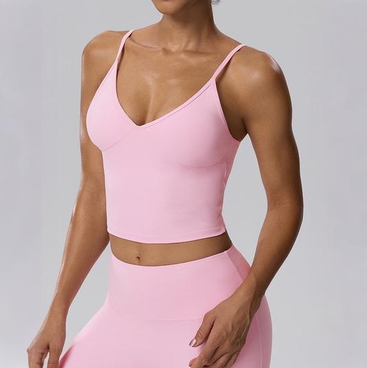women's longline sports bra pink