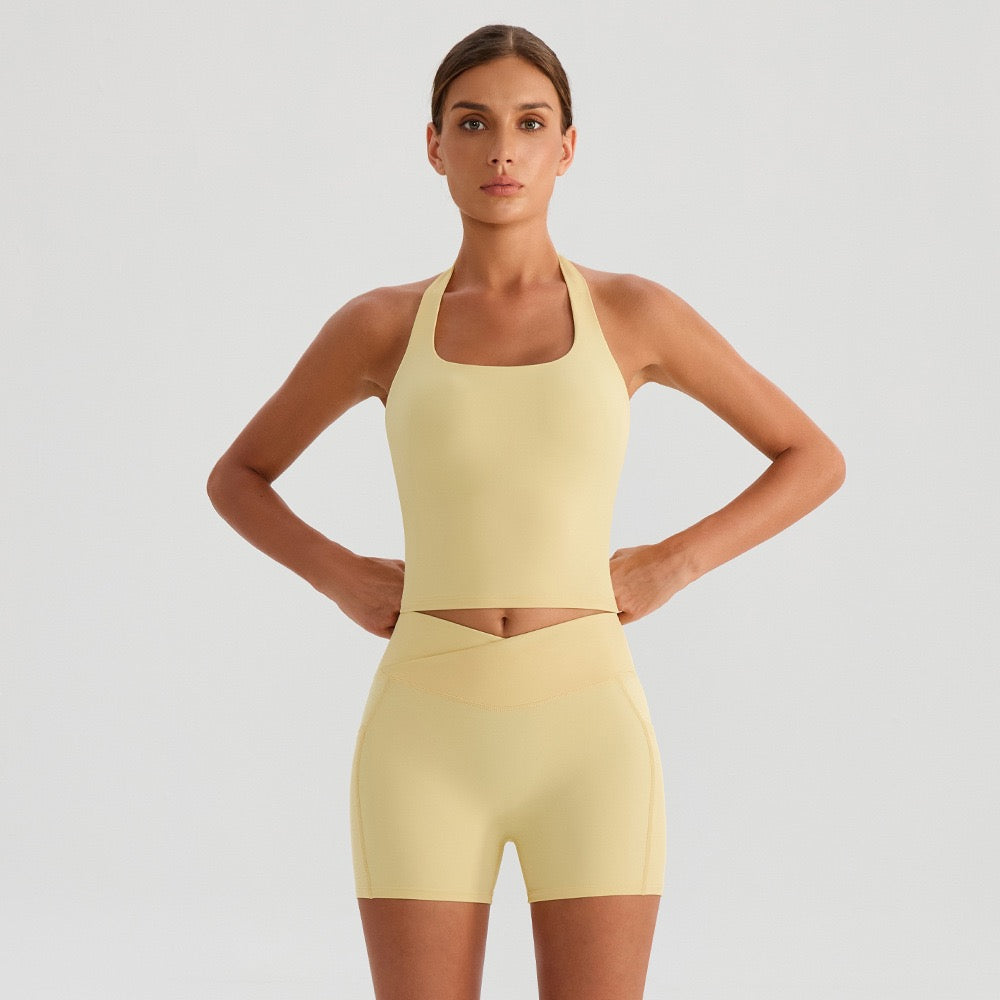 women's matching fitness set yellow