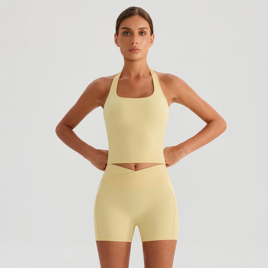 women's matching fitness set yellow