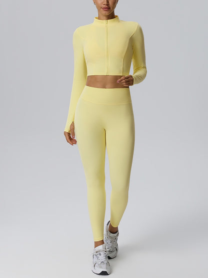 women's mock neck cropped sports jacket