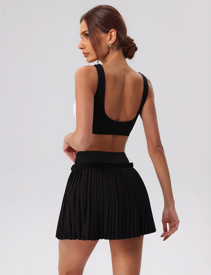 women's pleated skort black