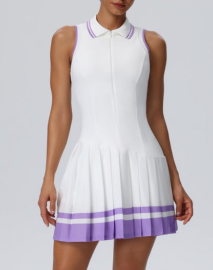 women’s pleated tennis dress white and purple