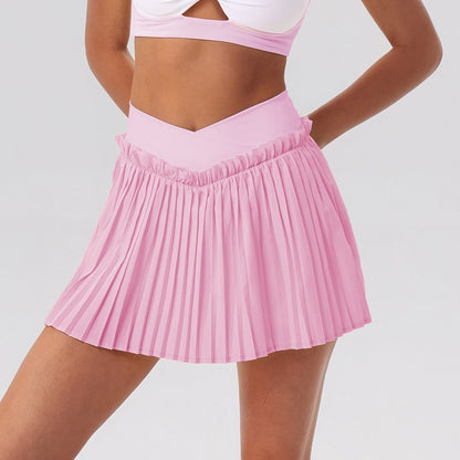 pink pleated tennis skort
