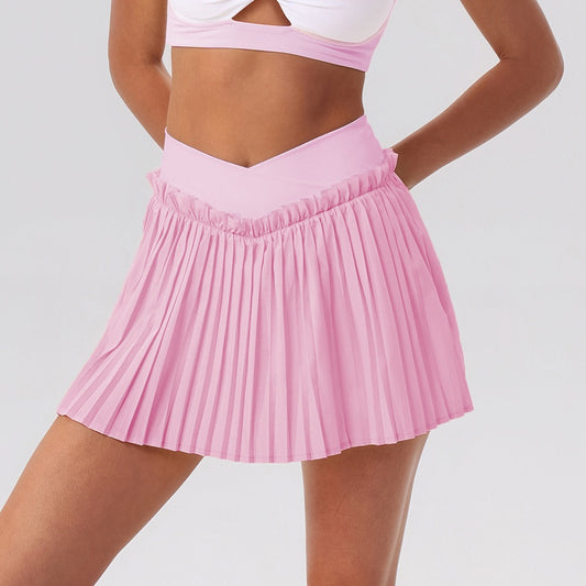 pink pleated tennis skort