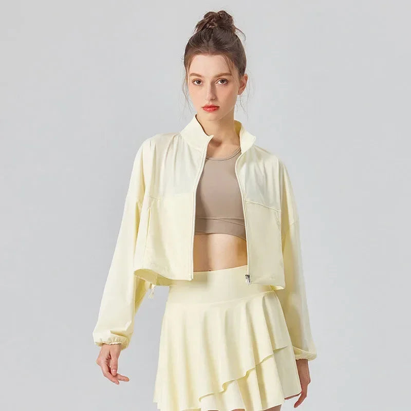 women's sports jacket in light yellow