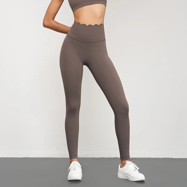 Women's High-Waisted Scallop Edge Leggings