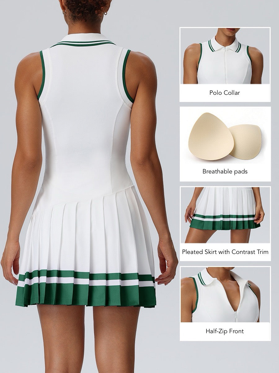 women’s tennis dress with collar and zipper