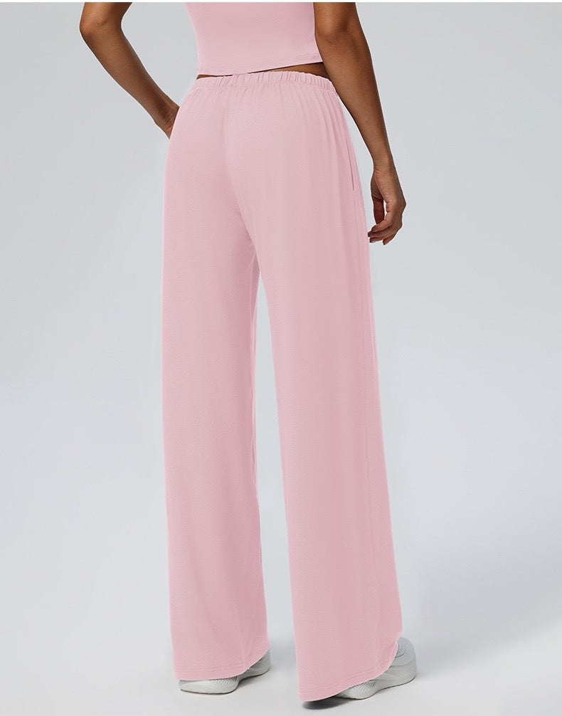 women's wide leg athleisure pants pink