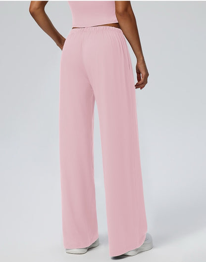 women's wide leg athleisure pants pink