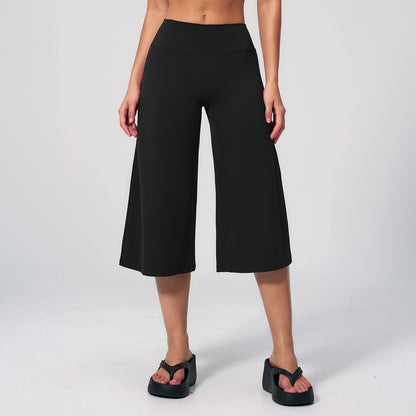 black wide leg cropped pants