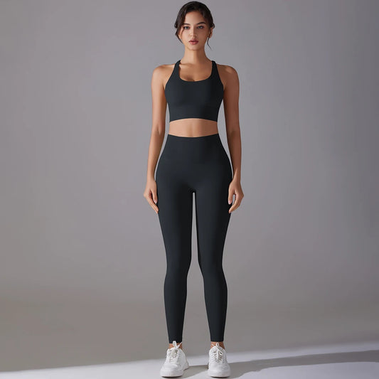 Women's Seamless 2-Piece Workout Set - Black