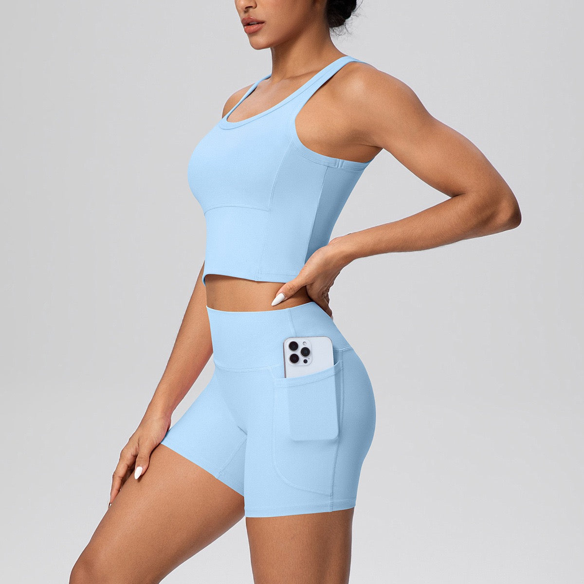 women_s workout set with phone pocket