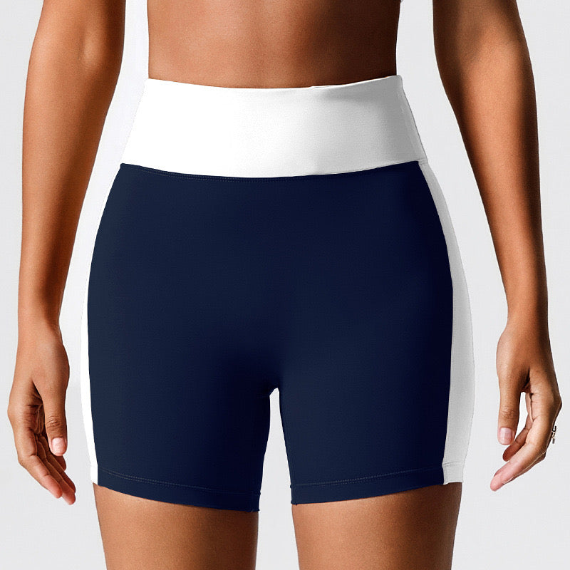 High-Waist Color Block Seamless Shorts – Green