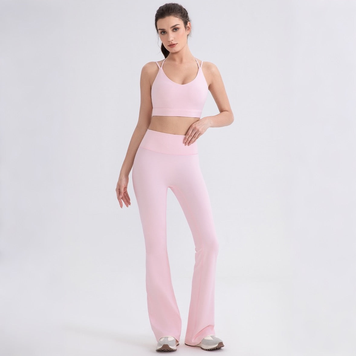 women’s yoga flare pants pink