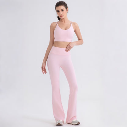women’s yoga flare pants pink