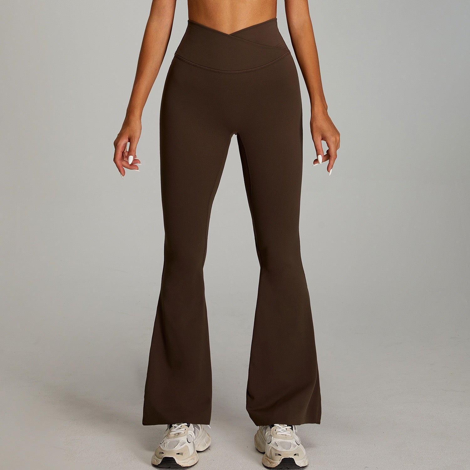 womens bootcut gym leggings in brown color