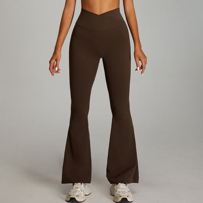 womens bootcut gym leggings in brown color