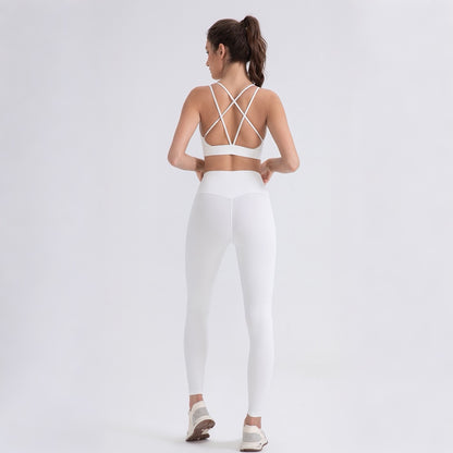 women’s criss cross sports bra white colour