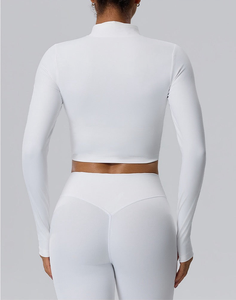 women's white cropped gym jacket