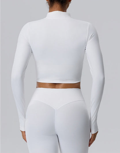 women's white cropped gym jacket