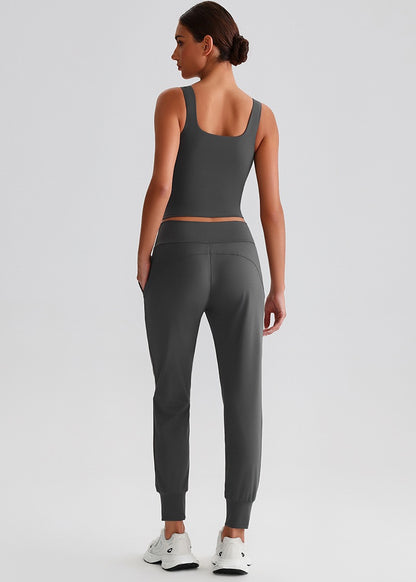 womens fitness clothing set in grey color