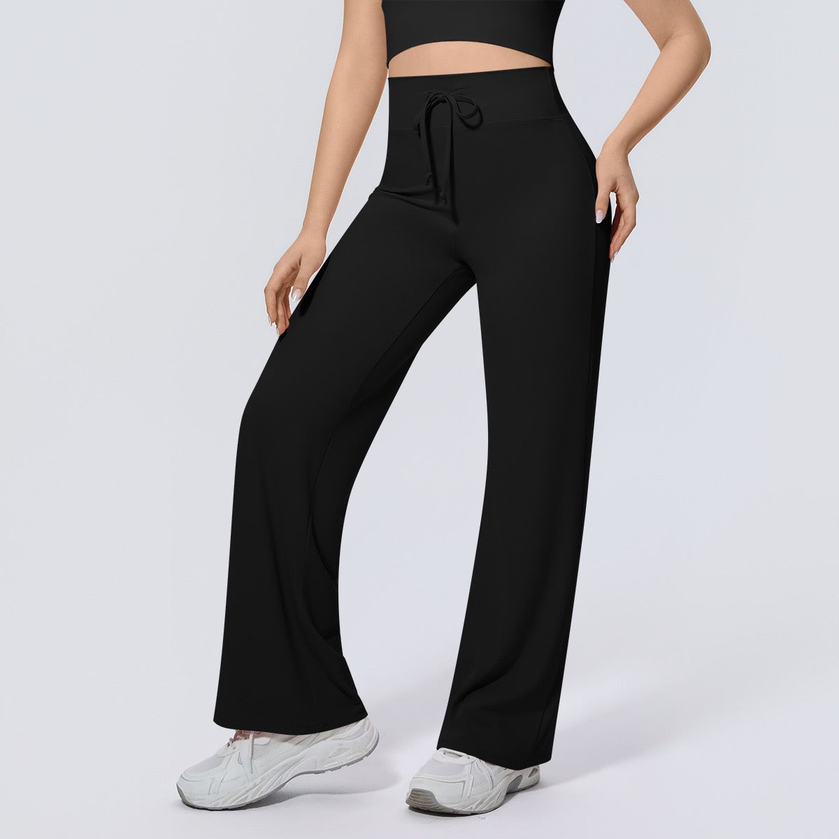 womens gym pants wide leg black color