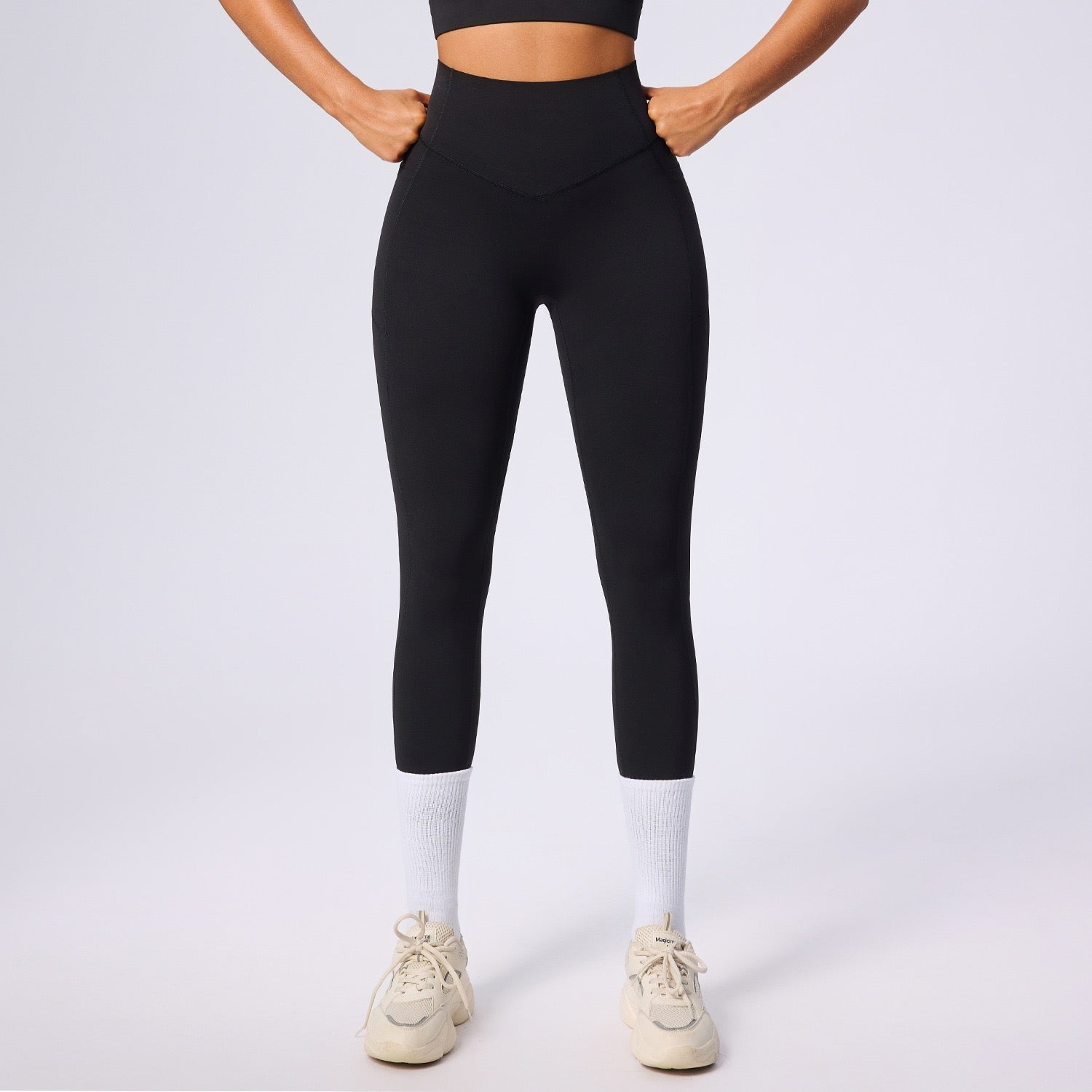 womens high rise gym leggings black