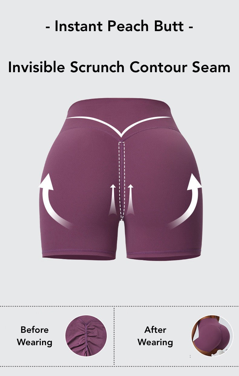 purple scrunch shorts for gym