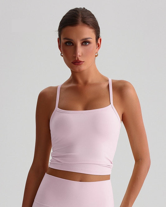 womens workout tank top with bra in pink