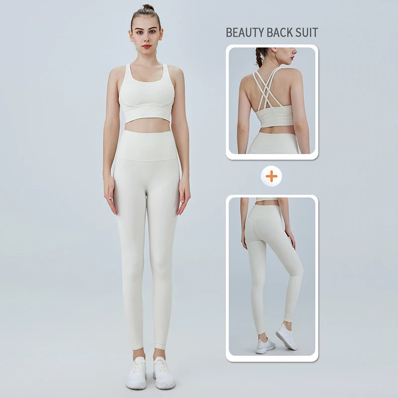 womens yoga outfit matching set white