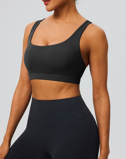 black workout bra for running support
